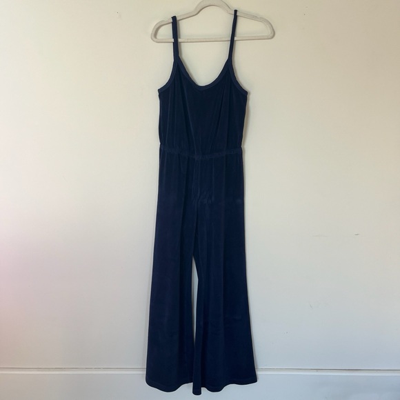 Suzie Kondi Elma Flare Jumpsuit Velour Navy M EUC - Picture 9 of 9